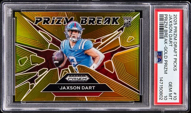 2025 Panini Prizm Jaxson Dart Prizm Break Gold Prizm #10 card image
