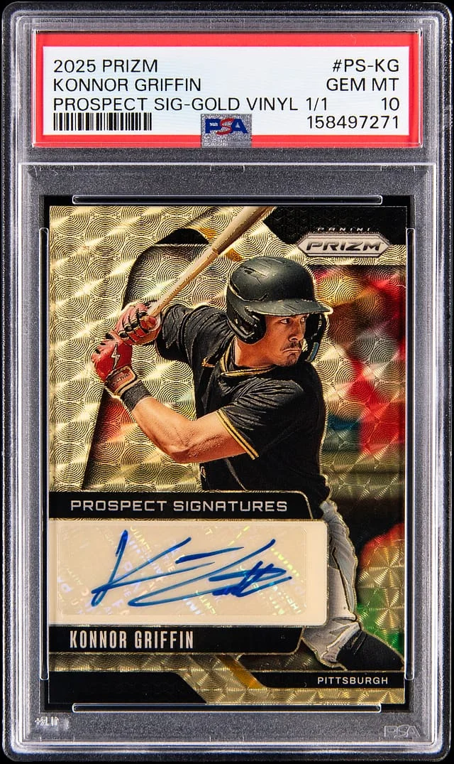 2025 Panini Prizm Konnor Griffin Prospect Signatures Gold Vinyl Prizm #PS-KG card image