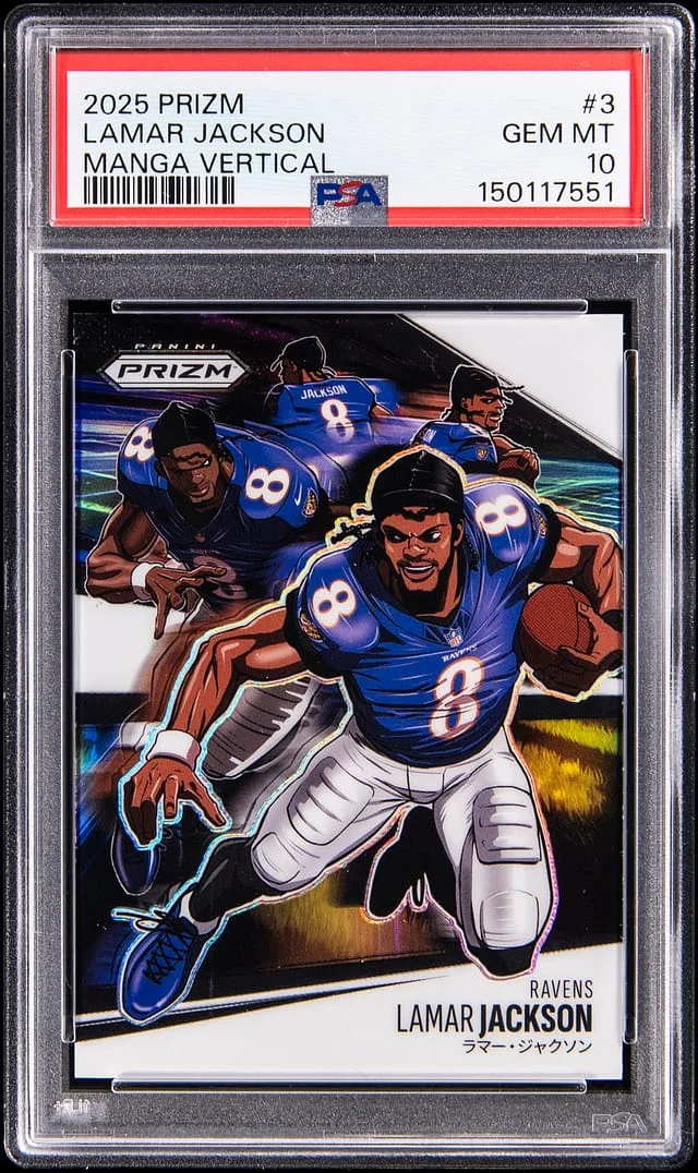 2025 Panini Prizm Lamar Jackson Manga Vertical #3 card image