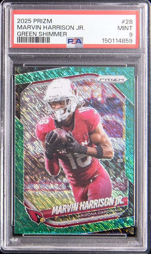 2025 Panini Prizm Marvin Harrison Jr. Green Shimmer #28 card image