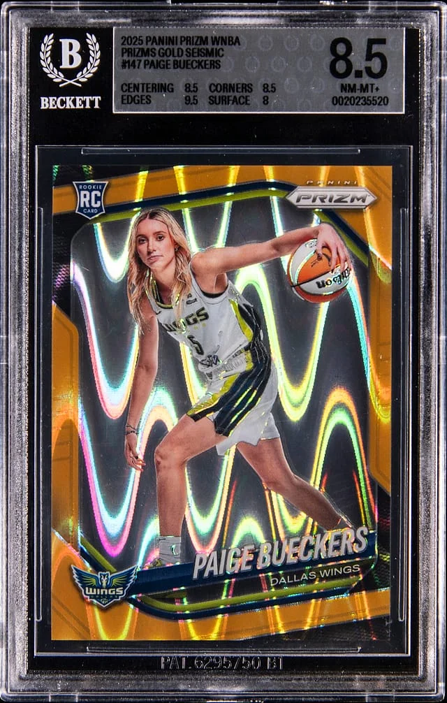 2025 Panini Prizm Paige Bueckers WNBA Gold Seismic Prizm #147 card image