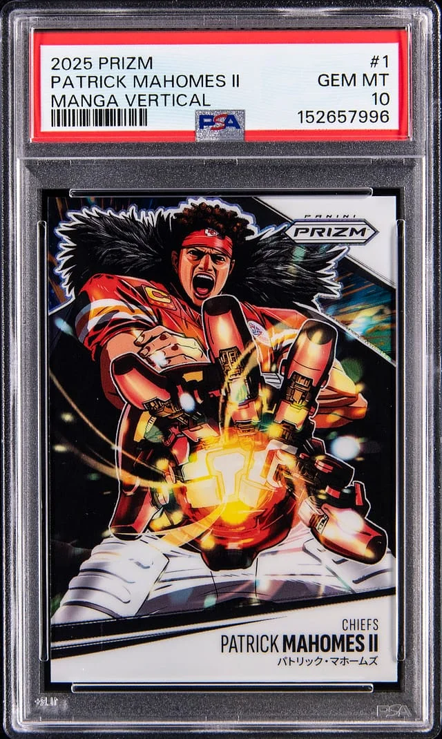 2025 Panini Prizm Patrick Mahomes II Manga Vertical #1 card image