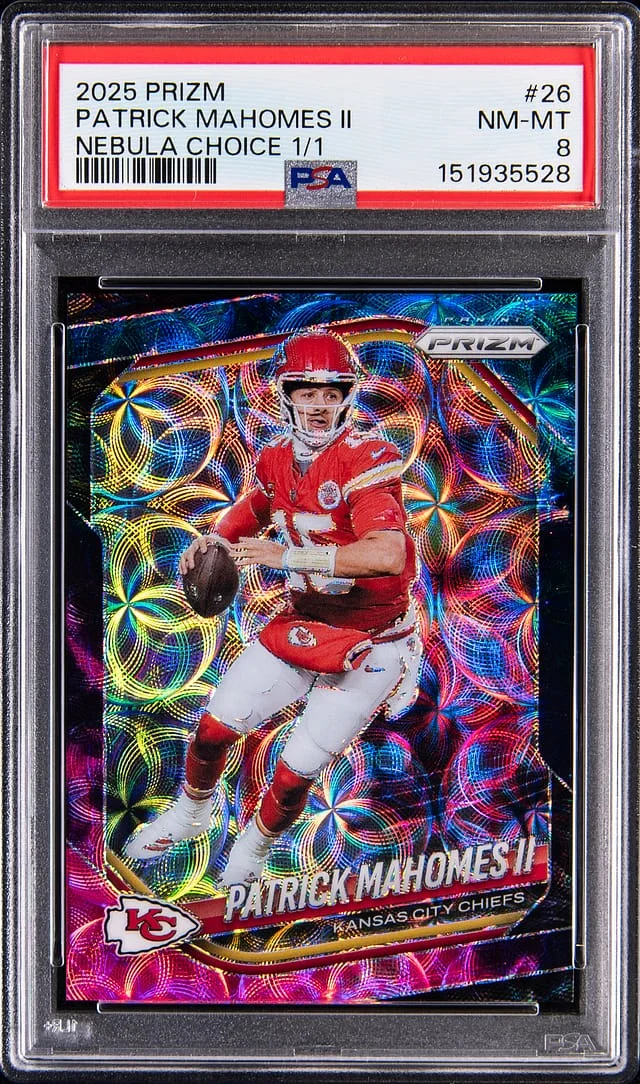 2025 Panini Prizm Patrick Mahomes II Nebula Choice Prizm #26 card image