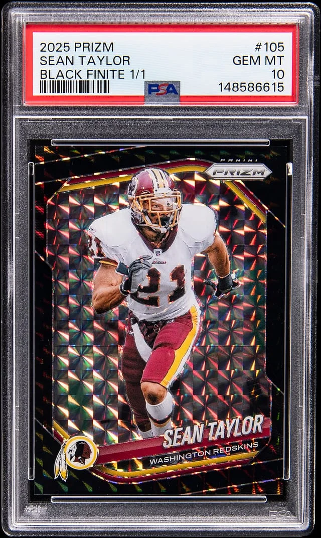 2025 Panini Prizm Sean Taylor Black Finite Prizm #105 card image