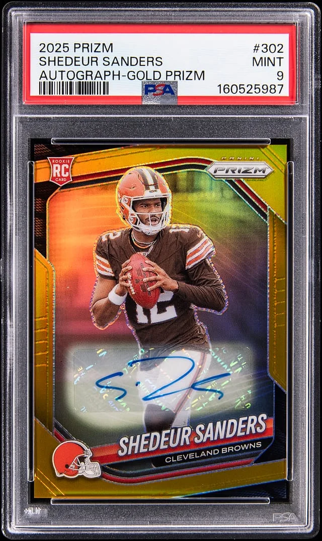 2025 Panini Prizm Shedeur Sanders Autograph-Gold Prizm #302 card image