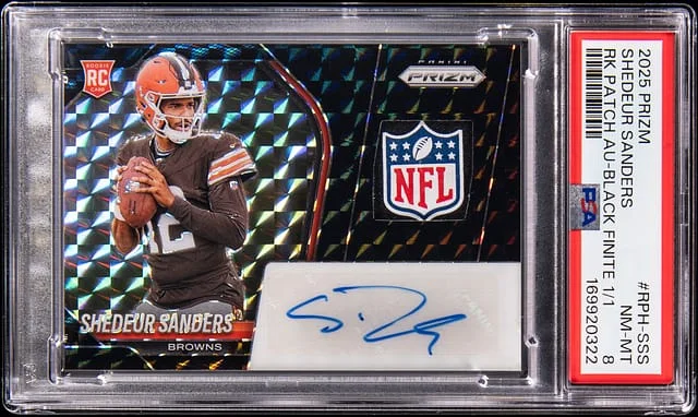 2025 Panini Prizm Shedeur Sanders Patch Autograph (RPA) Black Finite Prizm #RPH-SSS card image