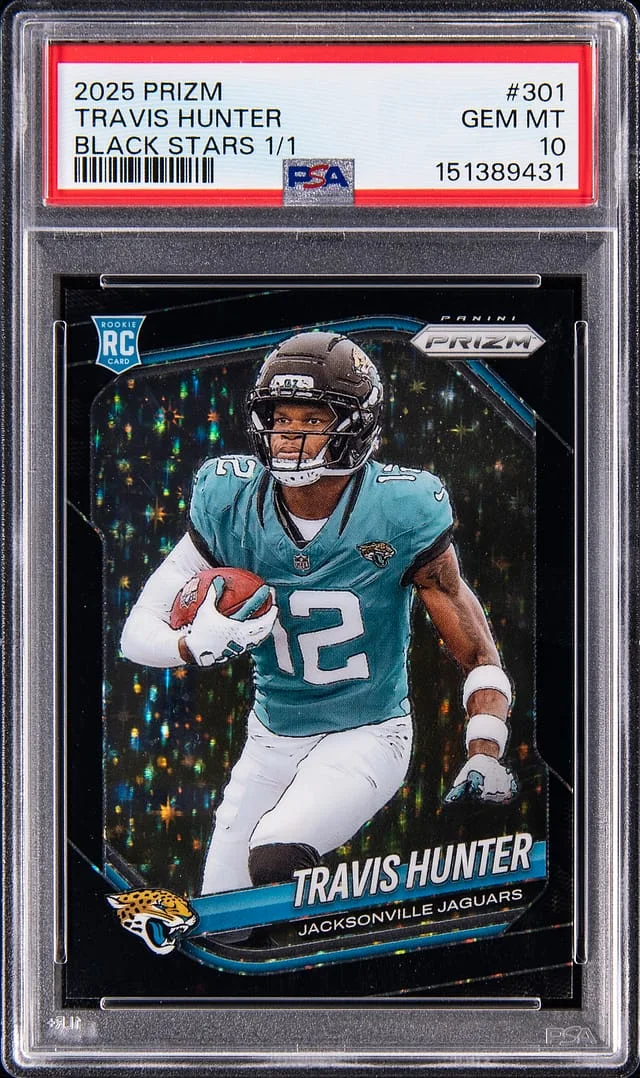 2025 Panini Prizm Travis Hunter Black Stars Prizm #301 card image