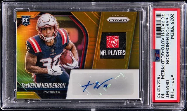 2025 Panini Prizm TreVeyon Henderson Patch Autograph-Gold Prizm #RPH-THN card image