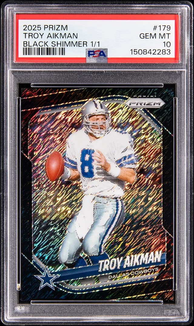 2025 Panini Prizm Troy Aikman Black Shimmer #179 card image
