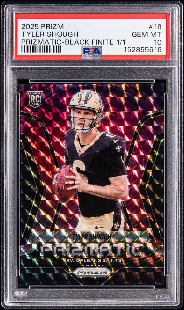 2025 Panini Prizm Tyler Shough Prizmatic Black Finite #16 card image