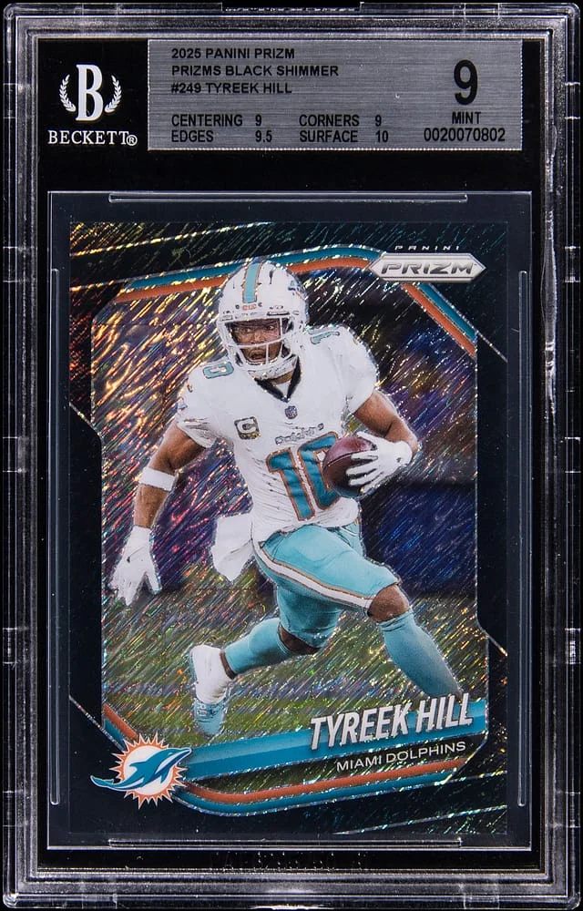 2025 Panini Prizm Tyreek Hill Black Shimmer Prizm #249 card image