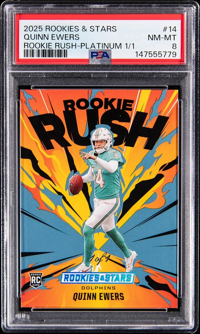 2025 Panini Quinn Ewers Rookies & Stars Rush-Platinum 1/1 #14 card image