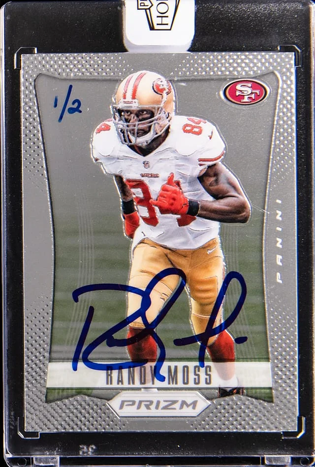 2025 Panini Randy Moss Honors '12 Prizm Recollection Autograph #168 card image
