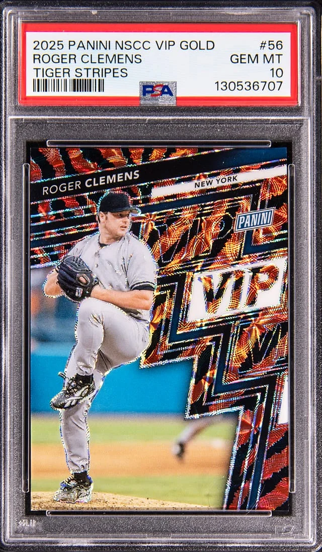 2025 Panini Roger Clemens NSCC VIP Gold Tiger Stripes #56 card image