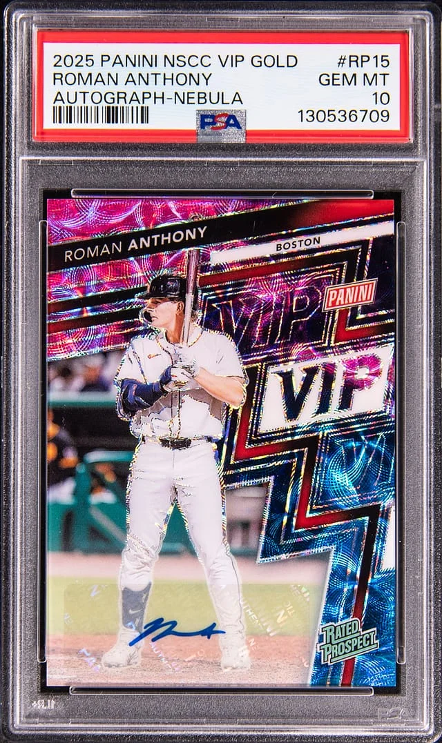 2025 Panini Roman Anthony NSCC VIP Gold Autograph Nebula #RP15 card image