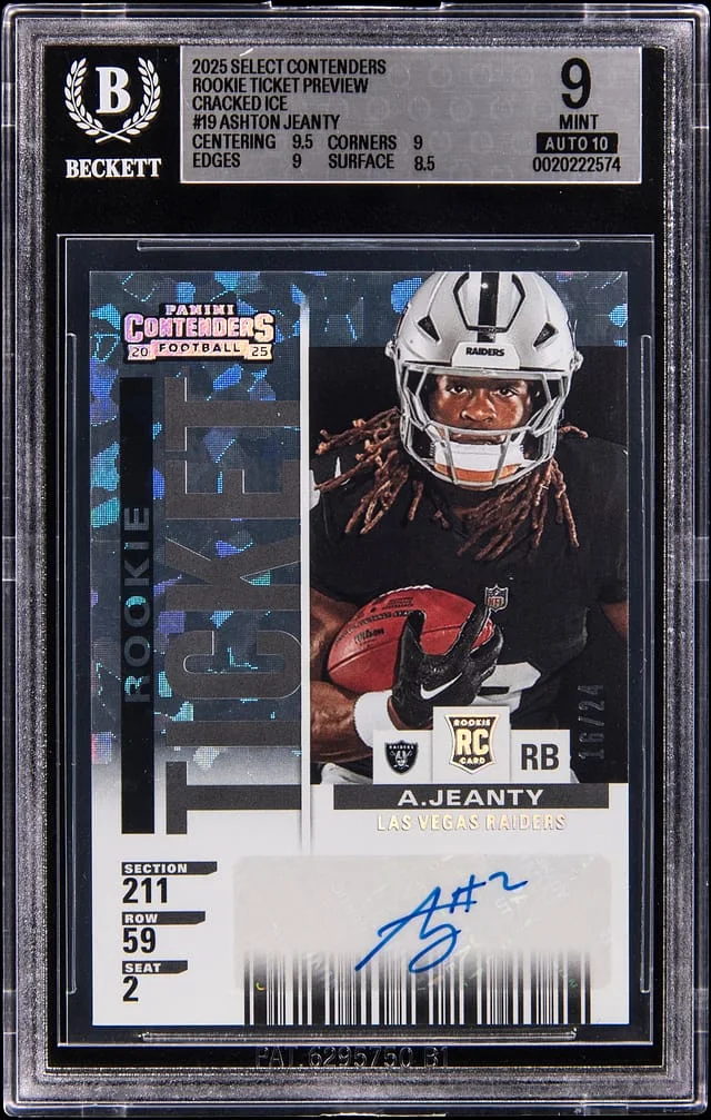 2025 Panini Select Ashton Jeanty Contenders Ticket Preview Cracked Ice #19 card image