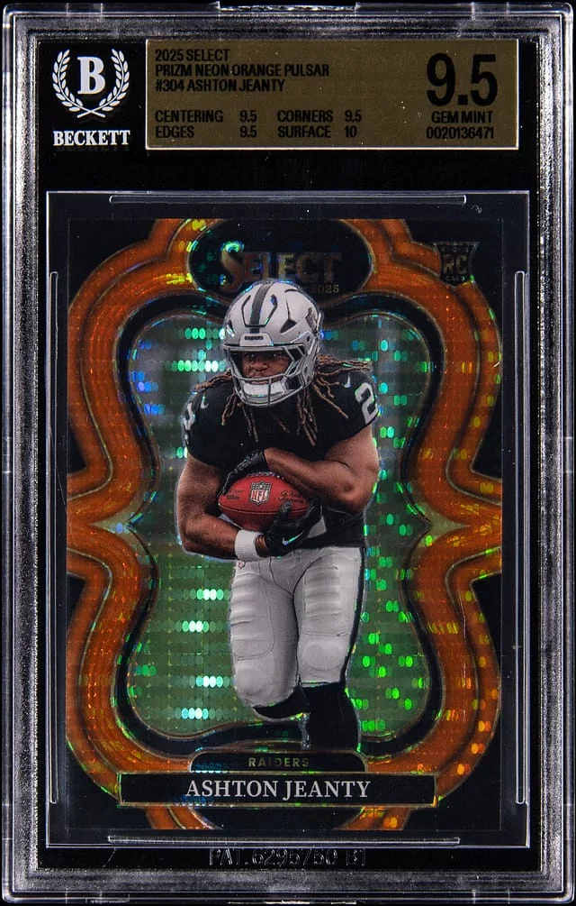 2025 Panini Select Ashton Jeanty Neon Orange Pulsar Prizm #304 card image