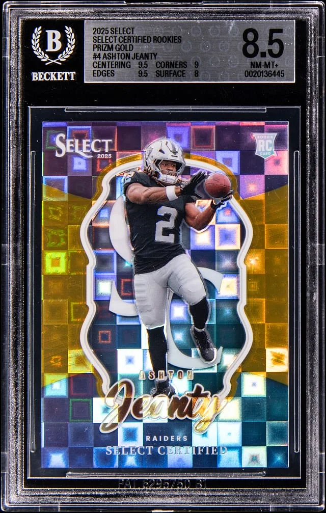2025 Panini Select Ashton Jeanty Select Certified Rookies Gold Prizm #4 card image