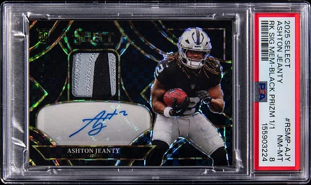 2025 Panini Select Ashton Jeanty Signature Material-Black Prizm 1/1 #RSMP-AJY card image