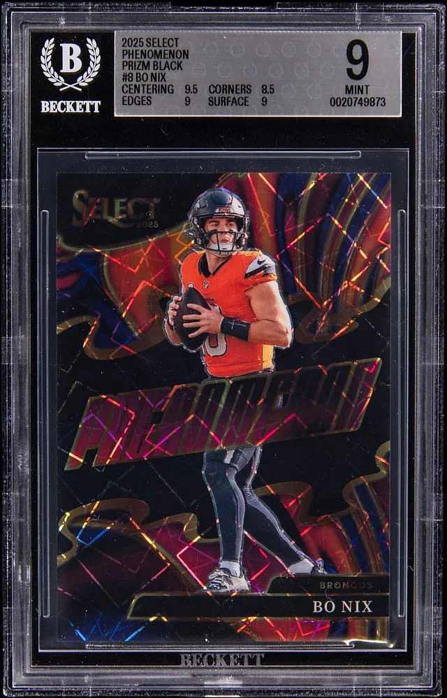 2025 Panini Select Bo Nix Phenomenon Prizm Black #8 card image