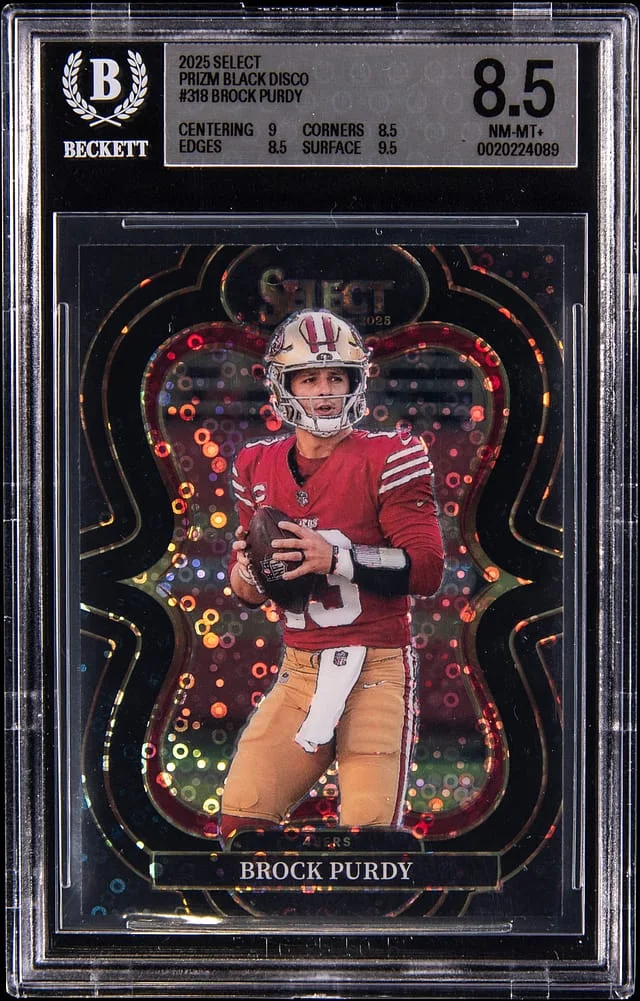2025 Panini Select Brock Purdy Prizm Black Disco #318 card image