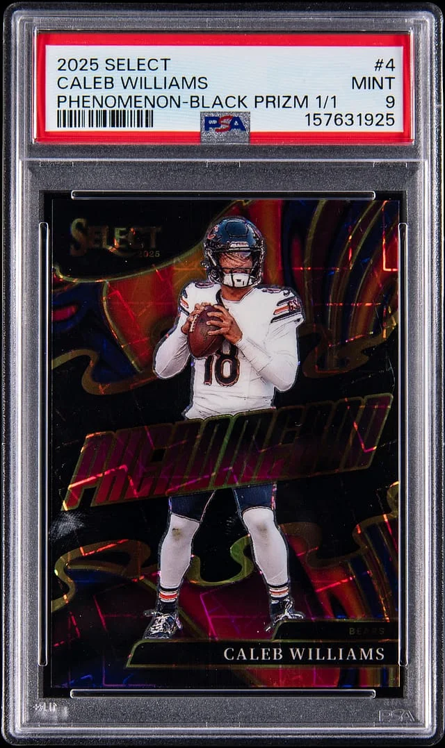 2025 Panini Select Caleb Williams Phenomenon-Black Prizm 1/1 #4 card image