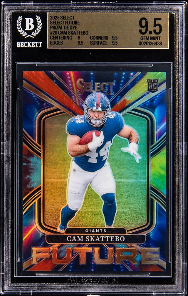 2025 Panini Select Cam Skattebo Future Tie Dye Prizm #20 card image