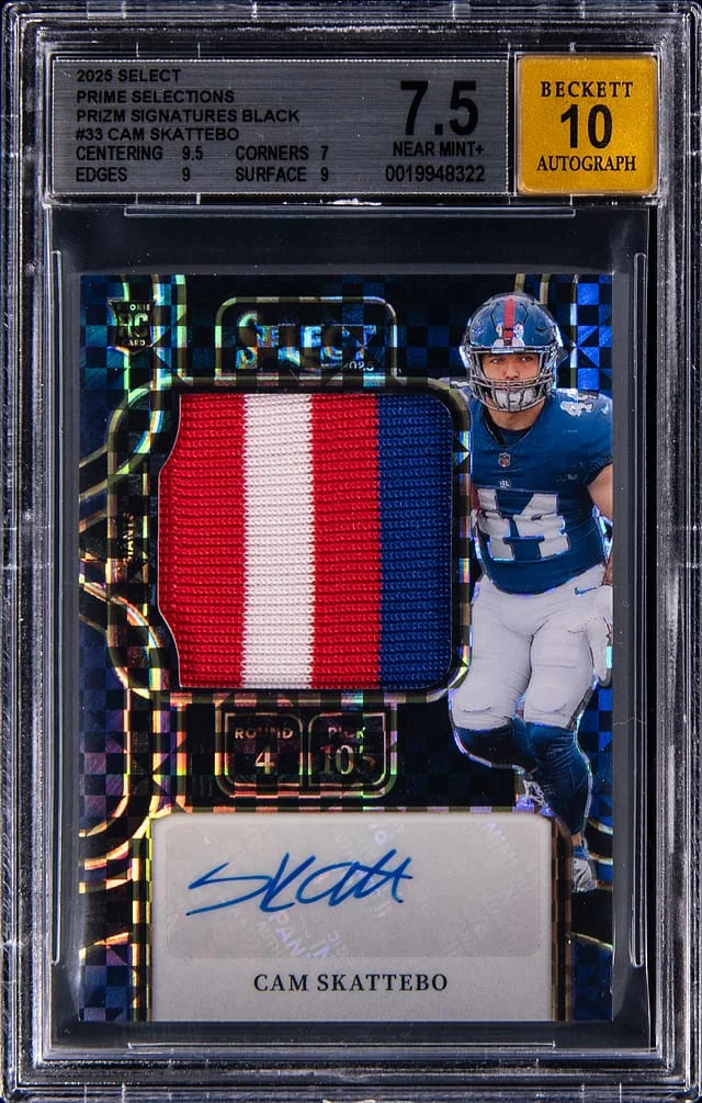 2025 Panini Select Cam Skattebo Prime Selections Signatures Black Prizm #PSS-CSO card image