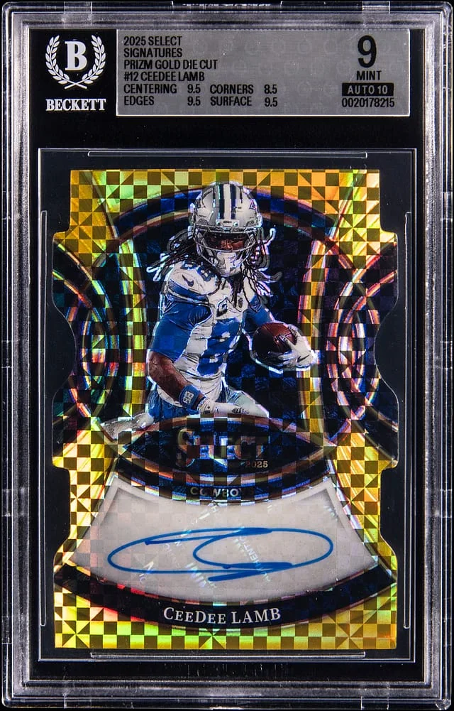 2025 Panini Select CeeDee Lamb Signatures Prizm Gold Die Cut #SP-CDL card image