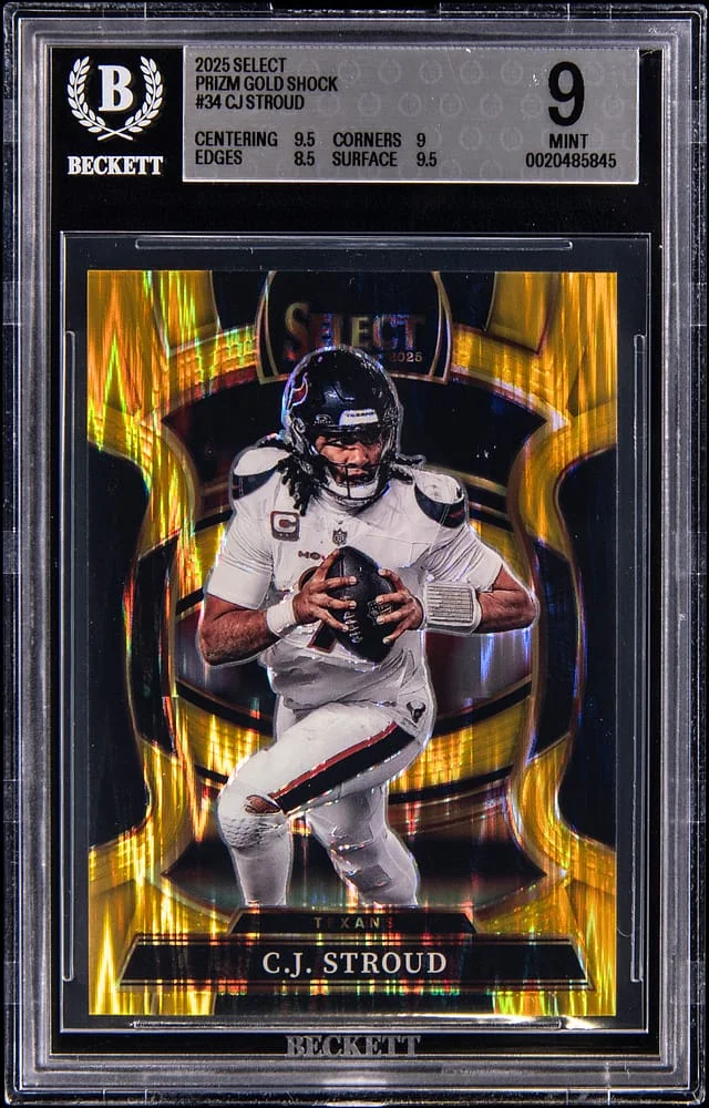 2025 Panini Select CJ Stroud Prizm Gold Shock #34 card image