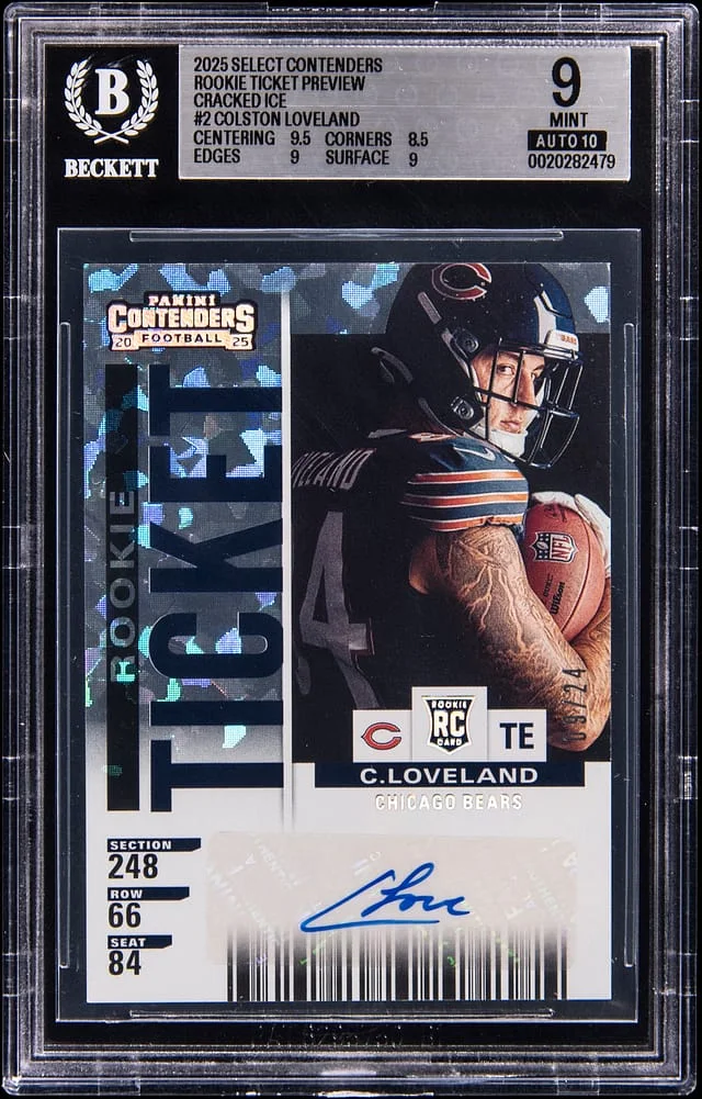 2025 Panini Select Colston Loveland Contenders Ticket Preview Cracked Ice #2 card image