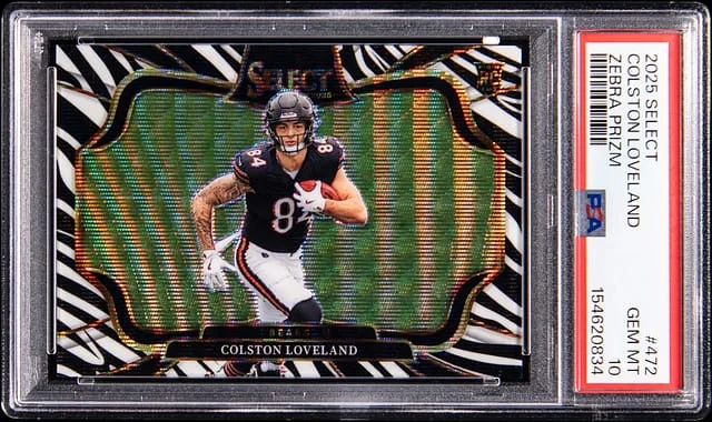 2025 Panini Select Colston Loveland Zebra Prizm #472 card image