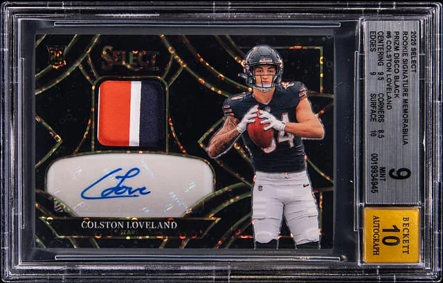 2025 Panini Select Colston Loveland Signature Memorabilia Prizm Disco Black #RSMP-CLD card image