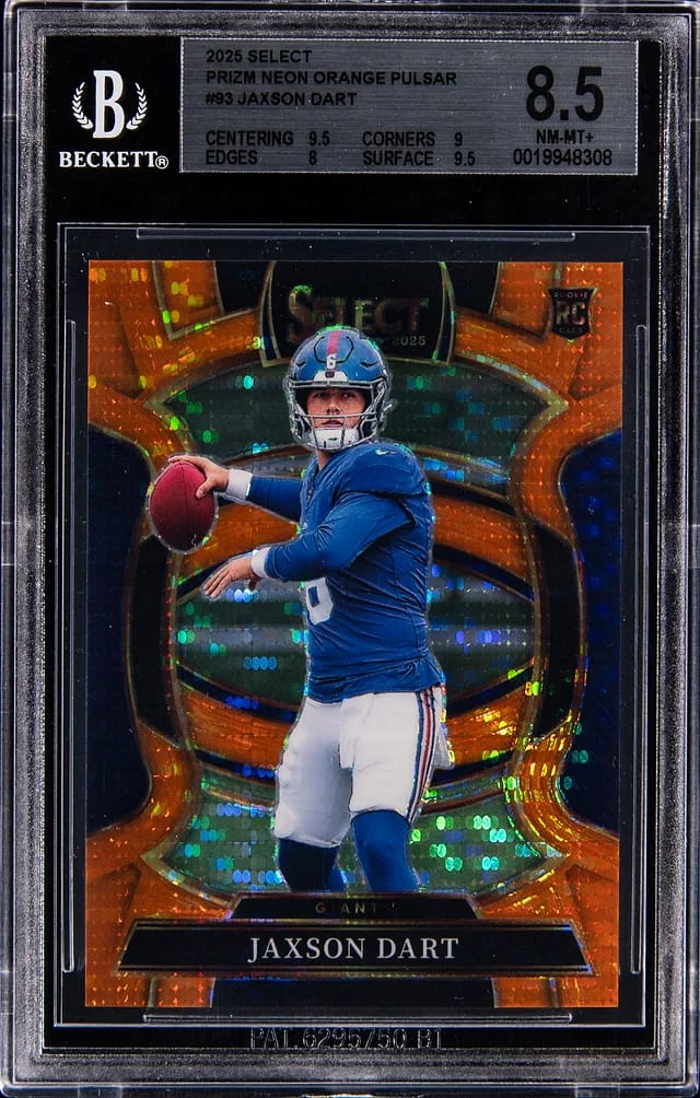2025 Panini Select Jaxson Dart Neon Orange Pulsar Prizm #93 card image
