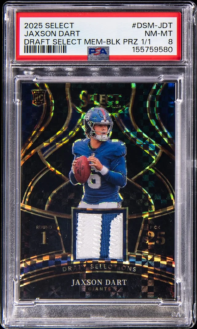2025 Panini Select Jaxson Dart Draft Select Memorabilia Black Prizm #DSM-JDT card image