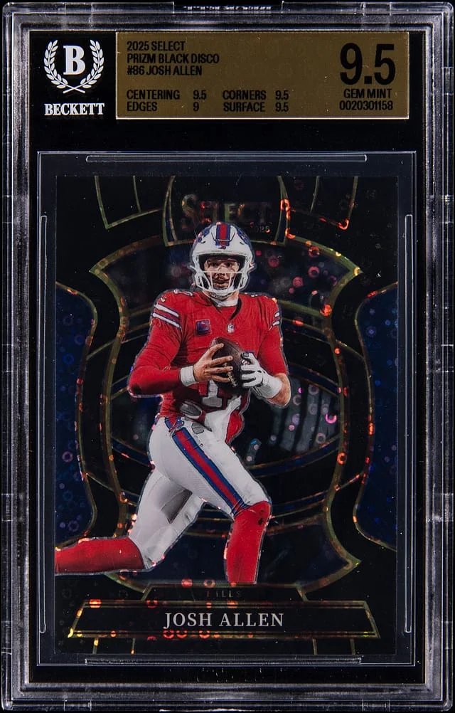2025 Panini Select Josh Allen Black Disco Prizm #86 card image