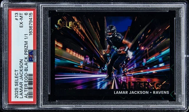 2025 Panini Select Lamar Jackson Alter Ego Black Prizm #13 card image
