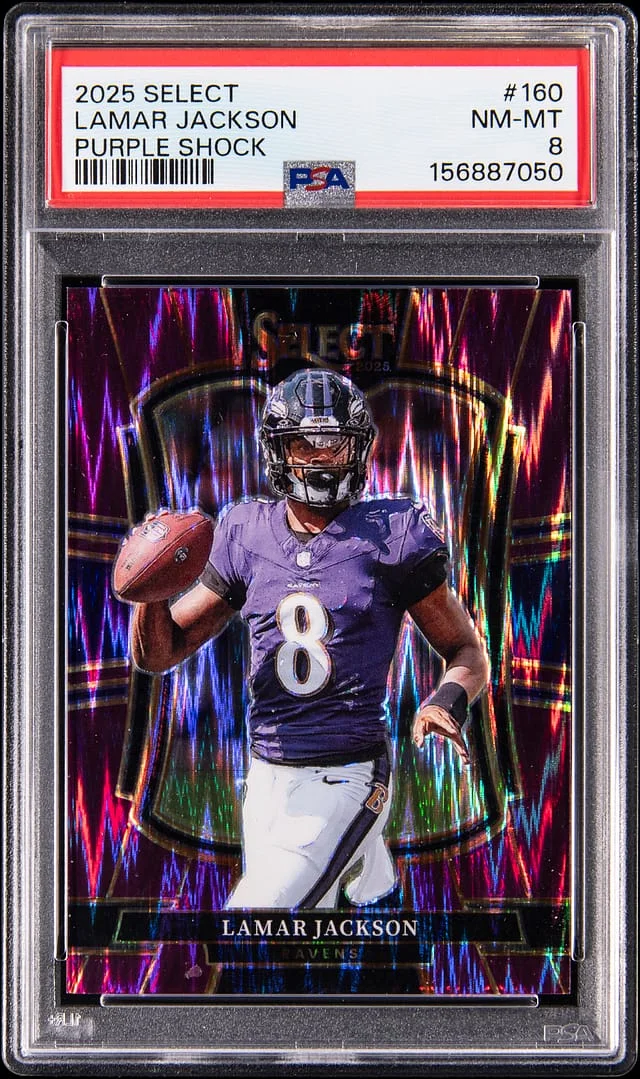 2025 Panini Select Lamar Jackson Purple Shock #160 card image
