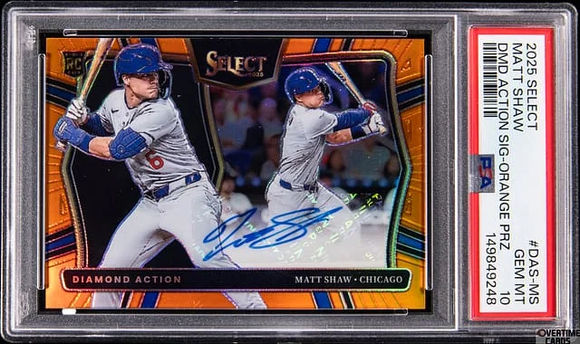 2025 Panini Select Matt Shaw Diamond Action Signatures Orange Prizm #DAS-MS card image