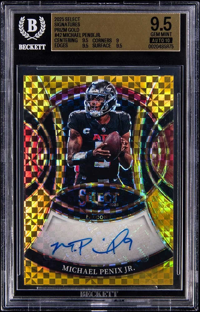 2025 Panini Select Michael Penix Jr. Signatures Prizm Gold #42 card image