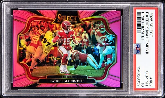 2025 Panini Select Patrick Mahomes II Pink Prizm #407 card image