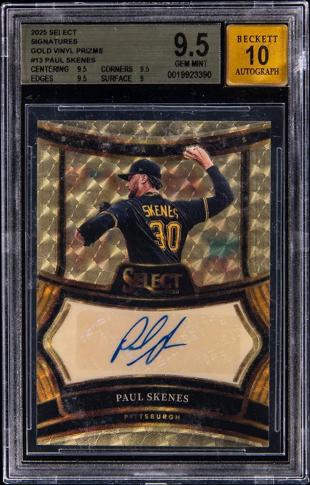 2025 Panini Select Paul Skenes Signatures Gold Vinyl Prizms #13 card image