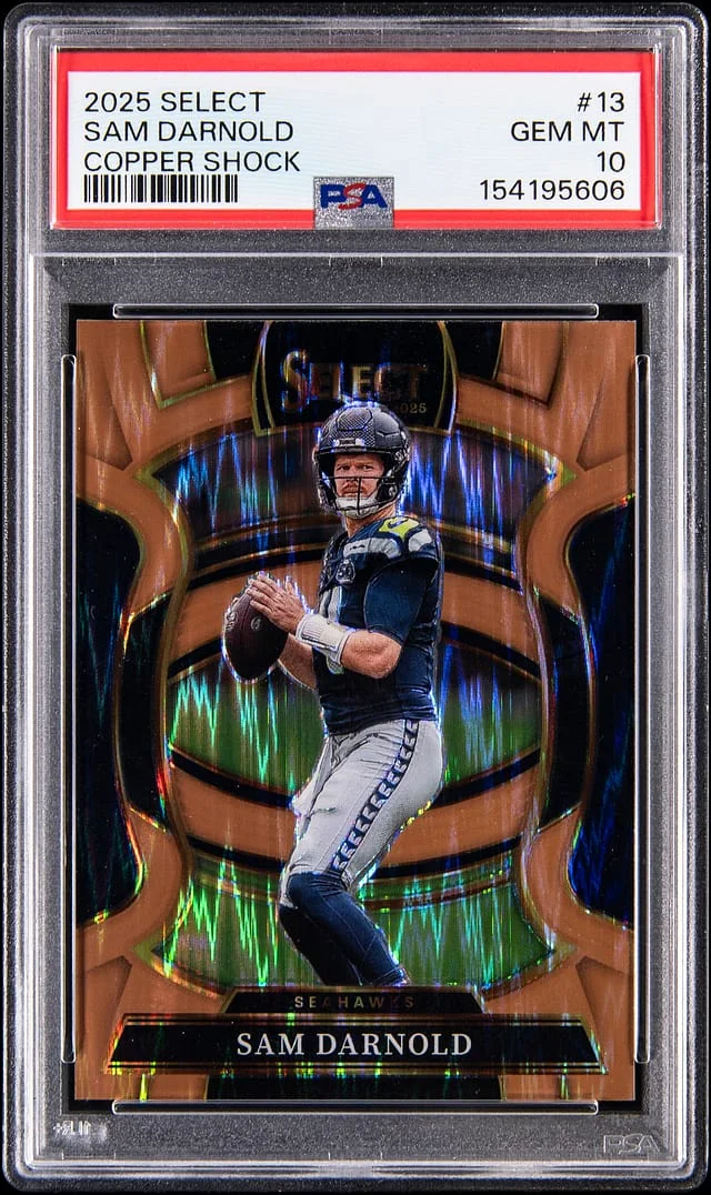 2025 Panini Select Sam Darnold Copper Shock Prizm #13 card image