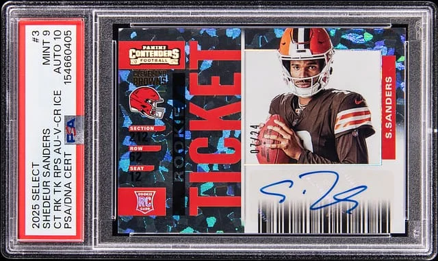 2025 Panini Select Shedeur Sanders Contenders Ticket RPS Autographs Cracked Ice Ticket #3 card image