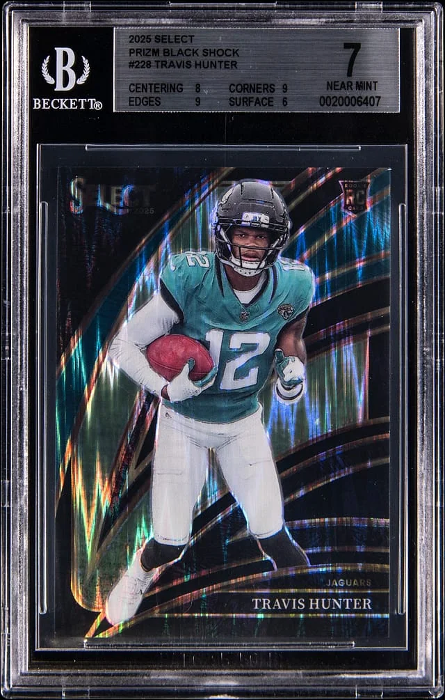2025 Panini Select Travis Hunter Black Shock Prizm #228 card image