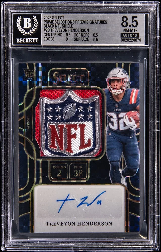 2025 Panini Select TreVeyon Henderson Prime Selections Prizm Signatures Black NFL Shield #PSS-THN card image