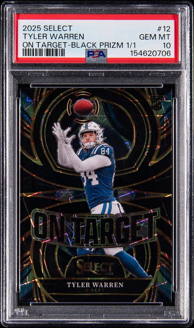 2025 Panini Select Tyler Warren On Target-Black Prizm 1/1 #12 card image