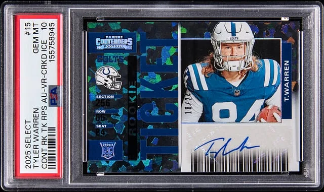 2025 Panini Select Tyler Warren Contenders Ticket Preview Variations Super Bowl #15 card image