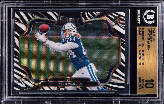 2025 Panini Select Tyler Warren Prizm Zebra #433 card image