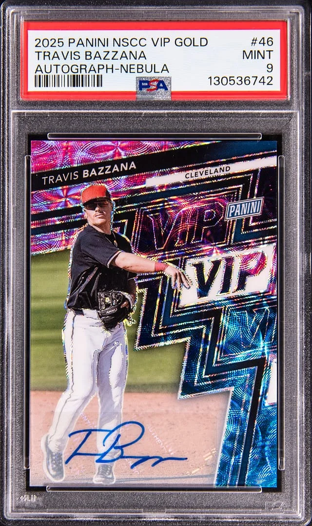 2025 Panini Travis Bazzana NSCC VIP Gold Autograph Nebula #46 card image